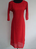 Xmas Collection Red Color Luknowi Georgette Kurtis with Crepe Lining-KIA001