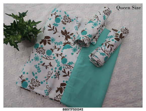  Elegant  Design Cotton Queen Size  Bed sheet with 2 Pillow Covers-KIA001CBJ
