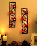 Hosley Set of 2 Wall Hanging Tealight Candle Holder Metal Wall Sconce)-GRIH001MS