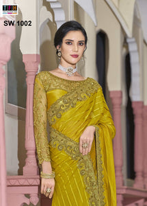 Yellow shade Designer Fancy Silk Saree for Women-GARIM001D