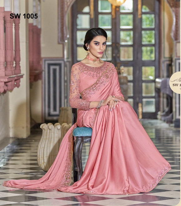 Pastel Pink shade Designer Fancy Silk Saree for Women-GARIM001C