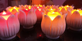 Pair of 2 , Flower Design Marble Candle Urli For Decoration-MK001CU
