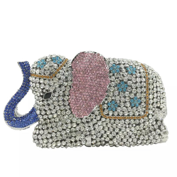 Cute Elephant  Design elegant Diamond studded Clutch Bag with Golden Sling for Women -PANI001DCE