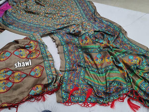  Elegant Pasmina Saree with matching shawl  for women -GARIM001SSE