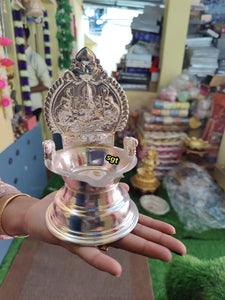 Kamakshi, German silver washable Gajalakshmi kamashi diya-SINI001GL