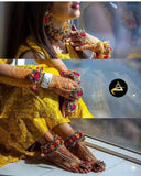 Deepika , Stunning  Bride flaunting  Haldi customised floral jewellery-DEEPI001FJA