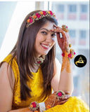 Deepika , Stunning  Bride flaunting  Haldi customised floral jewellery-DEEPI001FJA
