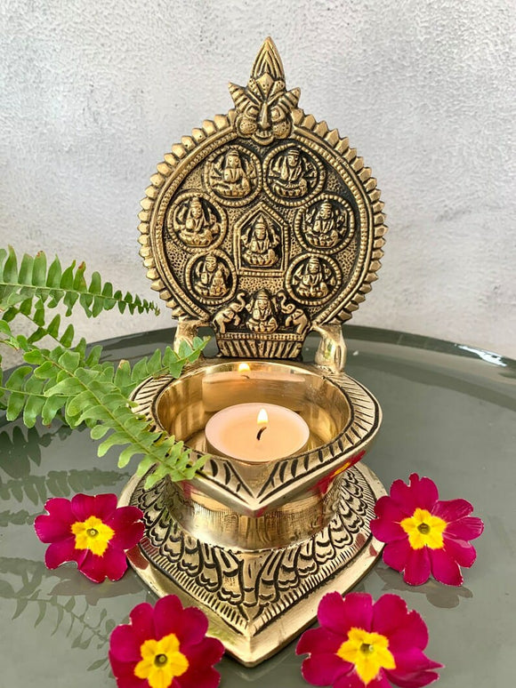 Elegant Brass Ashtalakshmi Diya-MK001AL