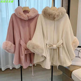 Heavy fur cape Women's  Poncho for Winter -WEST001FP