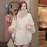 Heavy fur cape Women's  Poncho for Winter -WEST001FP