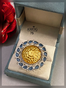 Greta,  Oxidised Silver finish Finger Ring with Grey stones for Women -SANDY001RAG
