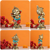Basuri Baby Ganesha in Brass with stone work-POSH001BG