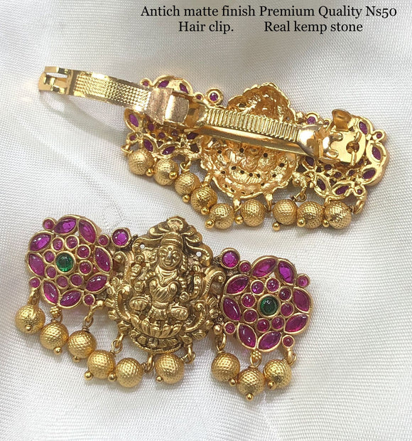 Kumari  , elegant Matte gold finish kemp hair clip for women -LR001HCB