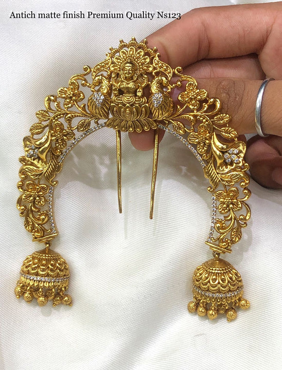 Anushka , elegant Matte gold finish Goddess Lakshmi  Design hair ornament  for women -LR001HOA