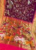 Elegant Pink and Purple Combination Banarasi Katan Silk Saree with Pichwai Designs-DARSH001KSSPP