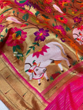 Elegant Pink and Purple Combination Banarasi Katan Silk Saree with Pichwai Designs-DARSH001KSSPP