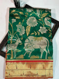 Elegant  Green  Banarasi Katan Silk Saree with Pichwai Designs-DARSH001KSSG