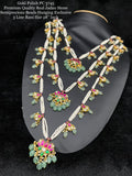 Mrinalini , Premium Quality Real Jadau stone Semi Precious Beads hanging exclusive 3 layer Raani Haar-GEETA001RHA