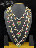 Mrinalini , Premium Quality Real Jadau stone Semi Precious Beads hanging exclusive 3 layer Raani Haar-GEETA001RHA
