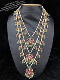Sharmila , Premium Quality Real Jadau stone Semi Precious Beads hanging exclusive 3 layer Raani Haar-GEETA001RHB