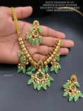 Pastel Green Swapna, Matt finish premium quality American Diamond Exclusive Choker Set -GEETA001NSPG