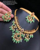 Pastel Green Swapna, Matt finish premium quality American Diamond Exclusive Choker Set -GEETA001NSPG
