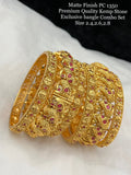 Mounika, elegant Premium Quality Matte  Gold Finish Kemp stone Bridal Bangle Set for Women -SAYD001BSB