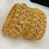 Mounika, elegant Premium Quality Matte  Gold Finish Kemp stone Bridal Bangle Set for Women -SAYD001BSB