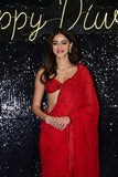 Bollywood Celebrity Ananya Pandey Inspired Red Hot Saree-AMAZE001RH
