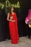 Bollywood Celebrity Ananya Pandey Inspired Red Hot Saree-AMAZE001RH