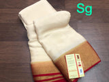 White and Red combination Pure Mysore Crepe Silk Saree for Women-PRIYA001MSWR