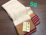 White and Grape wine  combination Pure Mysore Crepe Silk Saree for Women-PRIYA001MSWGW