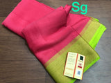Pink and Parrot Green combination Pure Mysore Crepe Silk Saree for Women-PRIYA001MSPG