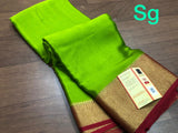 Parrot Green and Red combination Pure Mysore Crepe Silk Saree for Women-PRIYA001MSPGR