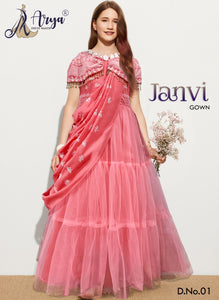 Janvi , Pink  shade elegant Designer Party wear Gown for Girls-ARYA001GJB