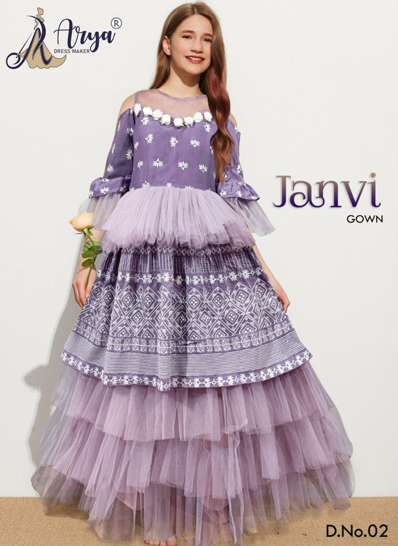 Janvi , Violet   shade elegant Designer Gown for Girls-ARYA001GJC