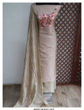 Hand Embroidered Soft Silk Top paired Fine Thread Embroidered Silk Duppatta and Cotton Bottom-KIA001SSB