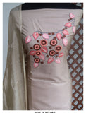 Hand Embroidered Soft Silk Top paired Fine Thread Embroidered Silk Duppatta and Cotton Bottom-KIA001SSB