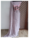 Hand Embroidered Soft Silk Top paired Fine Thread Embroidered Silk Duppatta and Cotton Bottom-KIA001SSA
