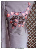 Hand Embroidered Soft Silk Top paired Fine Thread Embroidered Silk Duppatta and Cotton Bottom-KIA001SSA