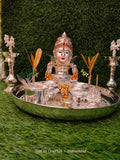 Malavika , German Silver Jumbo  Thali Combo for Puja-SILI001JC
