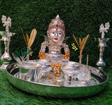 Malavika , German Silver Jumbo  Thali Combo for Puja-SILI001JC