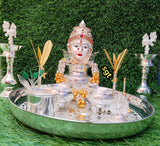Malavika , German Silver Jumbo  Thali Combo for Puja-SILI001JC