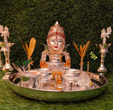Malavika , German Silver Jumbo  Thali Combo for Puja-SILI001JC