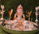 Malavika , German Silver Jumbo  Thali Combo for Puja-SILI001JC