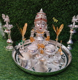 Malavika , German Silver Jumbo  Thali Combo for Puja-SILI001JC