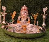 Malavika , German Silver Jumbo  Thali Combo for Puja-SILI001JC