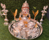 Malavika , German Silver Jumbo  Thali Combo for Puja-SILI001JC