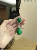 Green Amana, elegant green stone studded dangling earrings for women -SANDY001GA