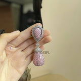 Pastel Pink Amana, elegant Blue stone studded dangling earrings for women -SANDY001PPA